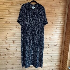 CJ Banks Shirt Dress Black with White Floral Pattern Women's Size 22W